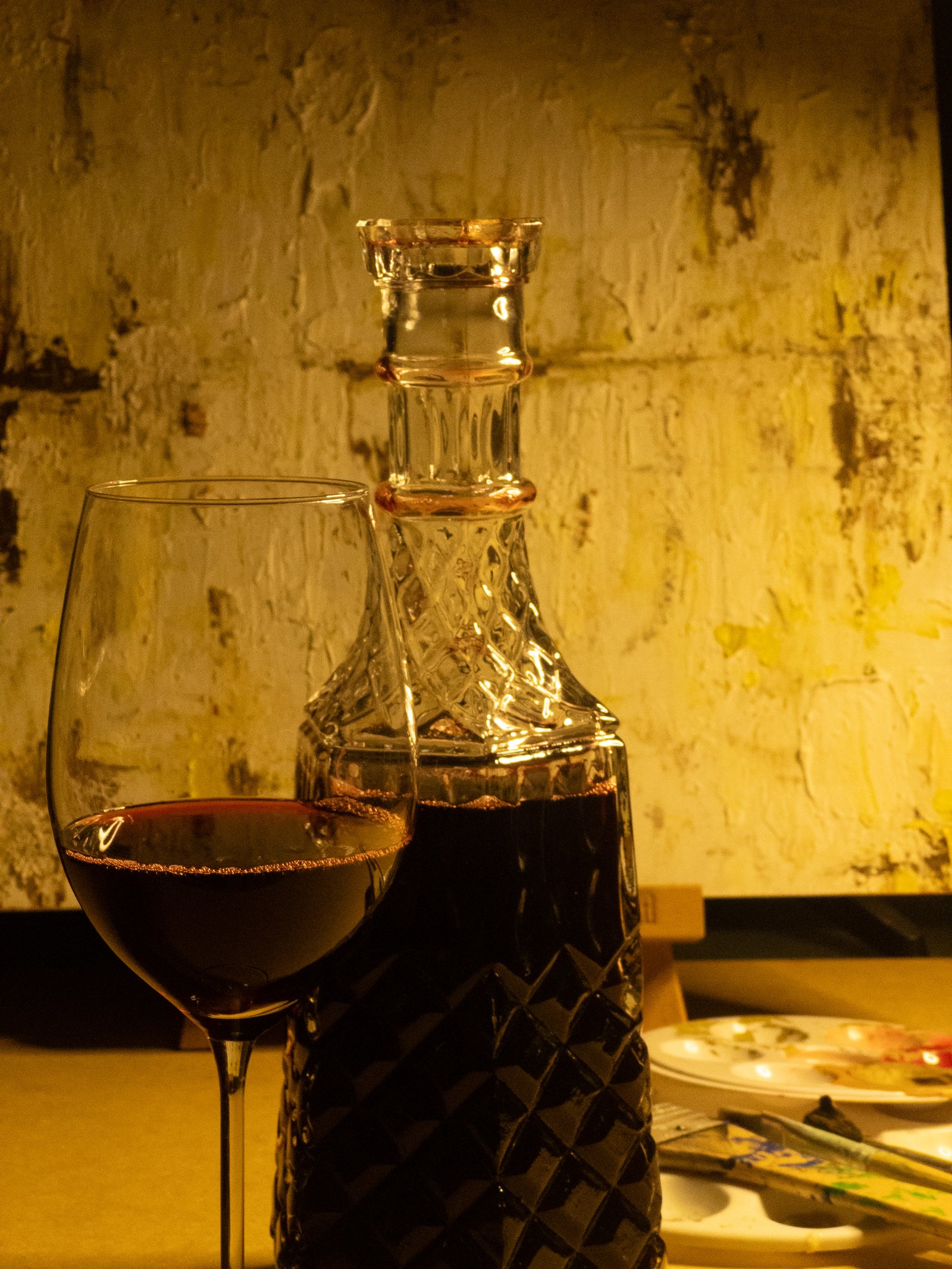 Fotografía conceptual vino y arte
